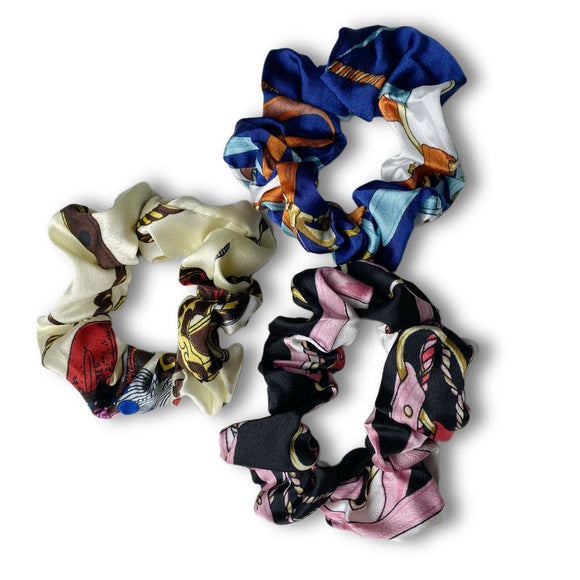 3 Pack Chain Luxe Satin Scrunchies
